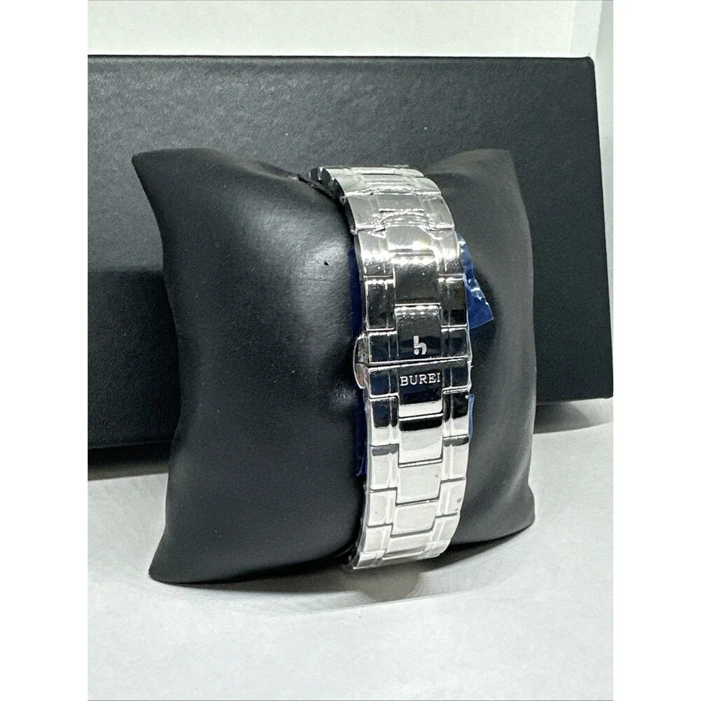 Burei B-7005 Men's Silver Stainless Steel Analog White Dial Quartz Watch XOB26